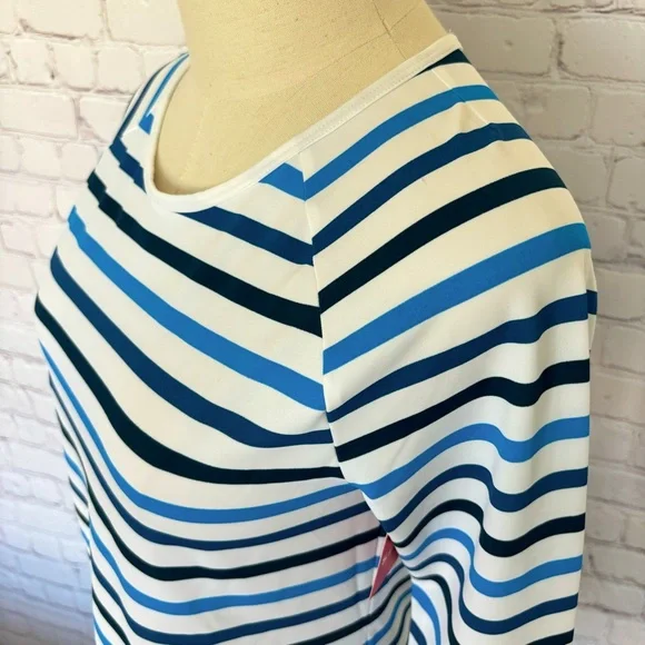 SPANX Long Sleeve Ocean Stripe Blue Swim Shirt--NWT--S - Picture 5 of 13